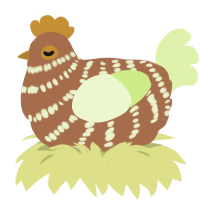 A brown and apple chicken with a bar pattern