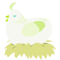 Whispered Promises, a white and apple chicken with a neck-speckle pattern