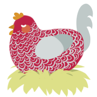 (unnamed), a crimson and silver chicken with a double-lace pattern