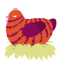 high saturation, a vermilion and wine chicken with a bar pattern
