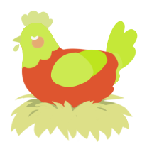 Citrus, a vermilion and lime chicken with a head pattern