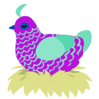 Neon, a amethyst and mint chicken with a lace pattern