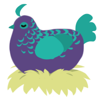 Seafog, a overcast and turquoise chicken with a half-lace pattern