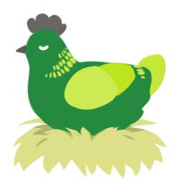 A viridian and lime chicken with a neck-band pattern
