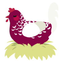 Red Velvet Cake, a maroon and white chicken with a half-lace pattern