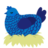 Uranus WIP, a sapphire and navy chicken with a lace pattern