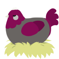 Head Fog, a grey and wine chicken with a head pattern