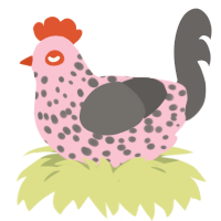 Disease, a rose and grey chicken with a speckle pattern