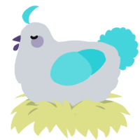 Topaz, a mist and aqua chicken