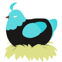 High-Contrast Miku, a sable and aqua chicken with a head pattern