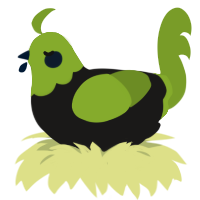 Salad, a sable and chartreuse chicken with a head pattern