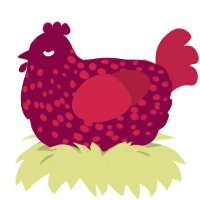 (unnamed), a maroon and crimson chicken with a speckle pattern