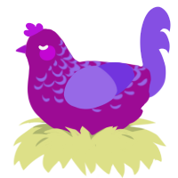 Battery Acid Grape, a plum and blurple chicken with a half-lace pattern