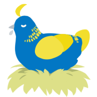 A sapphire and yellow chicken with a neck-band pattern