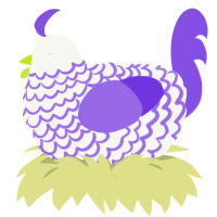 (unnamed), a white and blurple chicken with a lace pattern