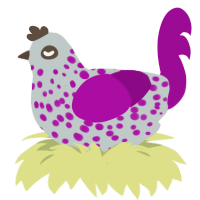 The EGGx0rci5t, a silver and plum chicken with a speckle pattern
