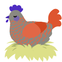 Coulrophobia, a ash and vermilion chicken with a lace pattern
