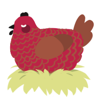 Metallophobia, a crimson and russet chicken with a lace pattern