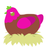A russet and fuchsia chicken with a head pattern