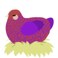 (unnamed), a red and violet chicken with a double-lace pattern