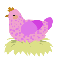 (unnamed), a pink and orchid chicken with a speckle pattern