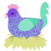 (unnamed), a blurple and mint chicken with a double-lace pattern