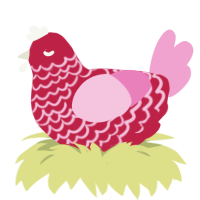 A crimson and pink chicken with a lace pattern