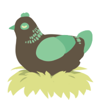 Mint Choco, a grey and mint chicken with a neck-band pattern