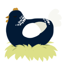 A tumblr and white chicken with a neck-band pattern