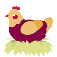 Phoebe, a maroon and honey chicken with a head pattern