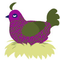 Jack, a plum and olive chicken with a double-lace pattern