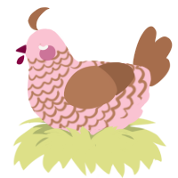 A rose and brown chicken with a lace pattern
