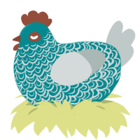 Fishbowl, a teal and silver chicken with a double-lace pattern