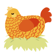 (unnamed), a orange and vermilion chicken with a lace pattern