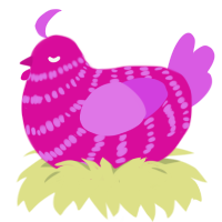 xyx fuchsia, a fuchsia and orchid chicken with a bar pattern