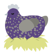 Lavender, a overcast and ash chicken with a speckle pattern