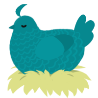 SEAFOAM, a teal chicken with a lace pattern