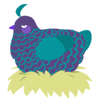 Dubious Scribe, a overcast and teal chicken with a lace pattern