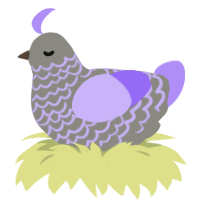 Pan, a ash and lilac chicken with a lace pattern