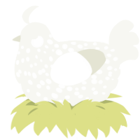Perfect Puffball, a white chicken with a speckle pattern
