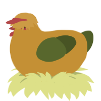 A gold and olive chicken