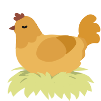 A honey and orange chicken with a head pattern