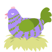 (unnamed), a lilac and chartreuse chicken with a bar pattern