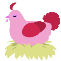 A pink and crimson chicken