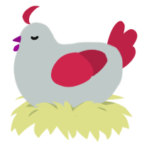 Raspberry, a silver and crimson chicken