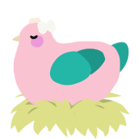 A rose and turquoise chicken