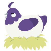 A white and overcast chicken with a head pattern