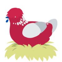 Michigan Jr, a crimson and mist chicken with a neck-speckle pattern