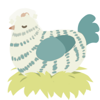 (unnamed), a silver and cerulean chicken with a bar pattern