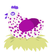 (unnamed), a white and plum chicken with a speckle pattern